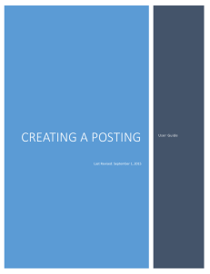 CREATING A POSTING  User Guide Last Revised: September 1, 2015