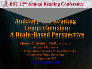 Auditory and Reading Comprehension: A Brain-Based Perspective BSU 12