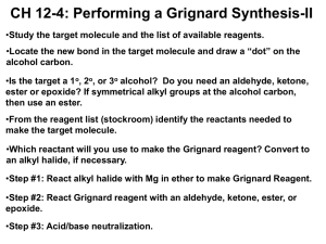 CH 12-4: Performing a Grignard Synthesis-II