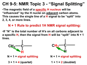 “Signal Splitting” CH 9-5: NMR Topic 3 -