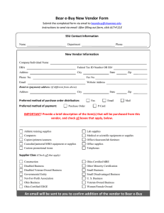 Bear e-Buy New Vendor Form SSU Contact Information New Vendor Information
