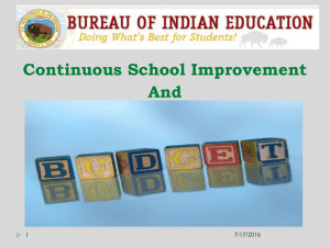 Continuous School Improvement and Budget, April 2014