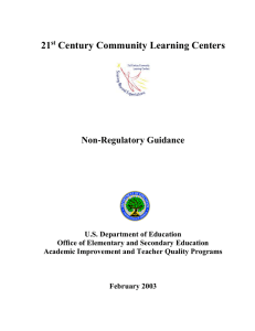 21 Century Community Learning Centers  Non-Regulatory Guidance