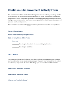 Continuous Improvement Activity Form