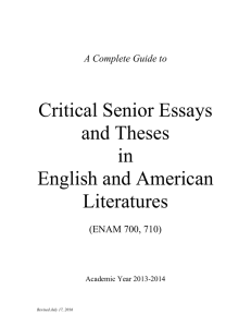 Critical Senior Essays and Theses in English and American
