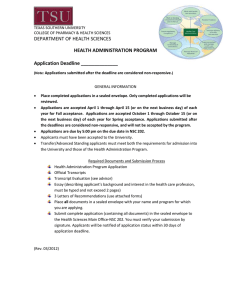 DEPARTMENT OF HEALTH SCIENCES HEALTH ADMINISTRATION PROGRAM  Application Deadline ______________
