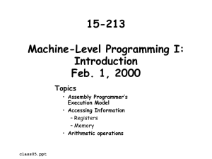 15-213 Machine-Level Programming I: Introduction Feb. 1, 2000