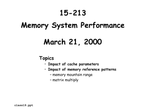 15-213 Memory System Performance March 21, 2000 Topics