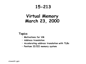 15-213 Virtual Memory March 23, 2000 Topics