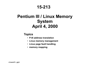 15-213 Pentium III / Linux Memory System April 4, 2000