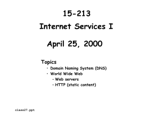 15-213 Internet Services I April 25, 2000 Topics