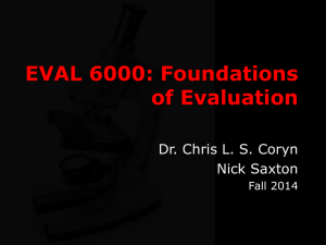 EVAL 6000: Foundations of Evaluation Dr. Chris L. S. Coryn Nick Saxton