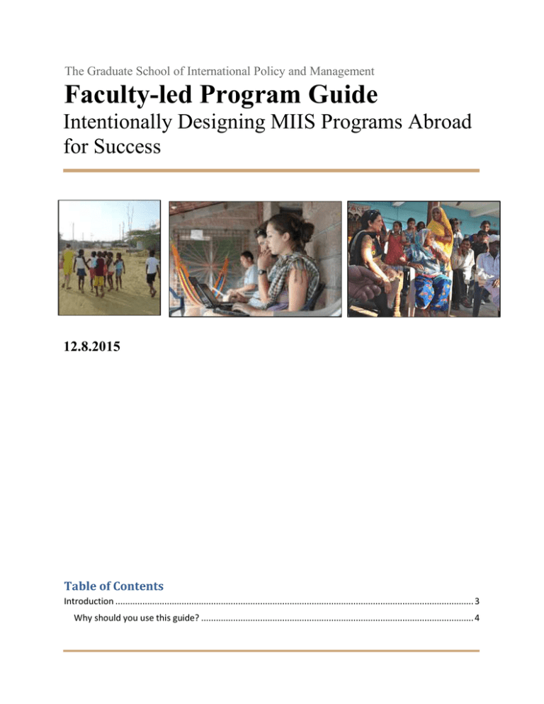 Faculty Led Program Guide Intentionally Designing Miis Programs Abroad 