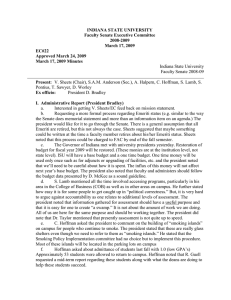INDIANA STATE UNIVERSITY Faculty Senate Executive Committee 2008-2009 March 17, 2009