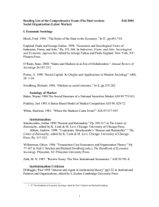 Reading List of the Comprehensive Exam (The final version)  ... Social Organization (Labor Market)