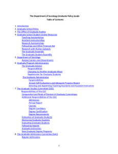 The Department of Sociology Graduate Policy Guide Table of Contents  1.