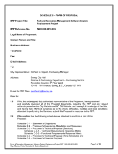 – FORM OF PROPOSAL SCHEDULE C RFP Project Title: