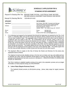 SCHEDULE C APPLICATION FOR A STANDING OFFER AGREEMENT