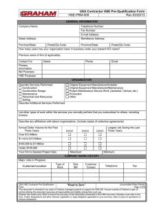 USA Contractor HSE Pre-Qualification Form HSE-FRM-009 Rev.03/20/13