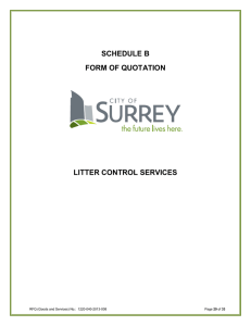 SCHEDULE B FORM OF QUOTATION LITTER CONTROL SERVICES