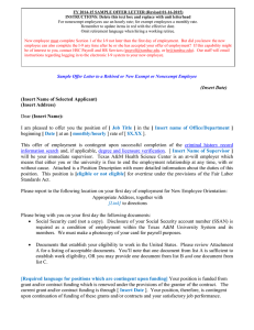 FY 2014-15 SAMPLE OFFER LETTER (Revised 01-16-2015)