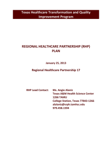 Texas Healthcare Transformation and Quality Improvement Program  REGIONAL HEALTHCARE PARTNERSHIP (RHP)