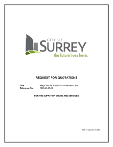 REQUEST FOR QUOTATIONS Mega Tent for Surrey 2010 Celebration Site 1220-40-62-09