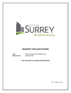 REQUEST FOR QUOTATIONS Tents for Surrey 2010 Celebration Site 1220-40-52-09