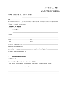 APPENDIX A – REV. 1  QUALIFICATION RESPONSE FORM