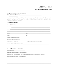 APPENDIX A – REV. 1  QUALIFICATION RESPONSE FORM