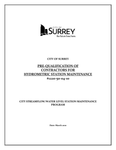 PRE-QUALIFICATION OF CONTRACTORS FOR HYDROMETRIC STATION MAINTENANCE #1220-50-04-10