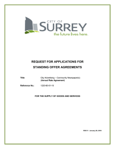 REQUEST FOR APPLICATIONS FOR STANDING OFFER AGREEMENTS  &ndash; Community Newspaper(s)