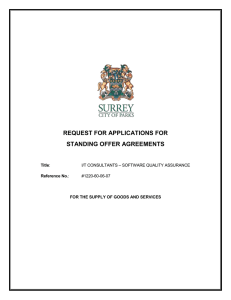 REQUEST FOR APPLICATIONS FOR STANDING OFFER AGREEMENTS  &ndash; SOFTWARE QUALITY ASSURANCE