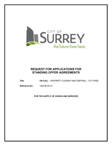 REQUEST FOR APPLICATIONS FOR STANDING OFFER AGREEMENTS