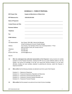 – FORM OF PROPOSAL SCHEDULE C