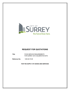 REQUEST FOR QUOTATIONS FOOD SERVICE REQUIREMENTS FOR SURREY 2010 CELEBRATION SITE