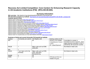 Recovery Act Limited Competition: Core Centers for Enhancing Research Capacity