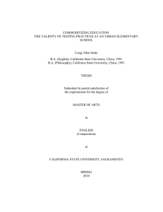 COMMODITIZING EDUCATION: THE VALIDITY OF TESTING PRACTICES AT AN URBAN ELEMENTARY SCHOOL