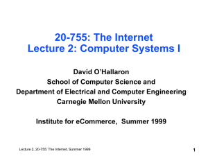 20-755: The Internet Lecture 2: Computer Systems I