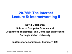 20-755: The Internet Lecture 5: Internetworking II