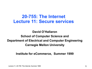 20-755: The Internet Lecture 11: Secure services