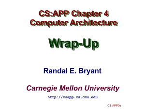Wrap-Up CS:APP Chapter 4 Computer Architecture Randal E. Bryant