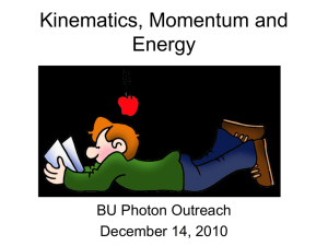 Kinematics, Momentum and Energy BU Photon Outreach December 14, 2010