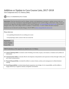 Addition or Update to Core Course Lists, 2017-2018