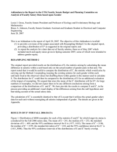 Addendum to the Report to the UTK Faculty Senate Budget... Analysis of Faculty Salary Data based upon Gender