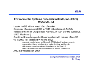 ESRI Environmental Systems Research Institute, Inc. (ESRI) Redlands, CA