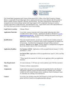 The United States Immigration and Customs Enforcement (ICE), Office of... Illinois, is responsible for providing legal advice, training and services...