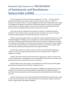 Declaration of Sentiments and Resolutions – Seneca Falls (1848)