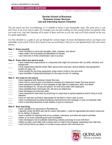 Quinlan School of Business Business Career Services Job and Internship Search Checklist