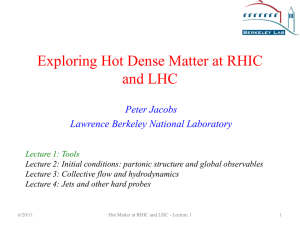 Exploring Hot Dense Matter at RHIC and LHC Peter Jacobs